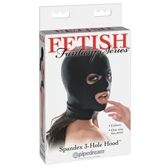 BDSM маска с 3 отвора Spandex 3 Hole Hood Fetish Fantasy Series – черна