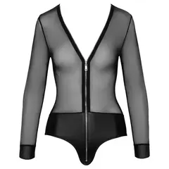 Боди с дълъг ръкав, матов ефект и дълъг цип, Cottelli PARTY