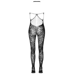 Еротичен безшевен костюм с флорална мрежа, Cottelli FANTASY, Черно, S-L