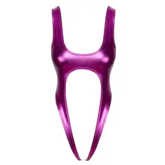 Минималистично розово боди с метален блясък и отворено дъно, Cottelli LINGERIE