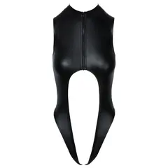 Еротично боди с матов ефект, цип и отворено дъно, Cottelli LINGERIE