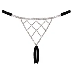 Луксозни прашки с кристални триъгълници и отворено дъно, Cottelli LINGERIE