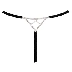 Луксозни прашки с кристални триъгълници и отворено дъно, Cottelli LINGERIE