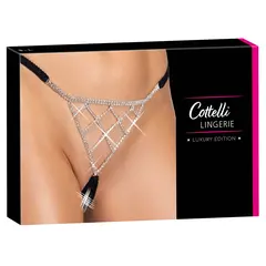 Луксозни прашки с кристални триъгълници и отворено дъно, Cottelli LINGERIE