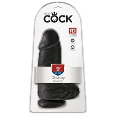 Дилдо King Cock 9" Chubby с тестиси – по-голям диаметър, вендуза, 22.9 см, тъмен телесен цвят