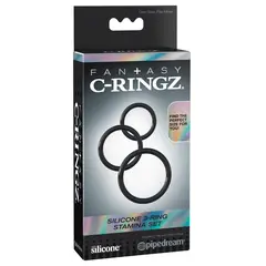Пенис пръстени комплект 3 размера C Ringz Silicone Stamina Set Fantasy, за по-стабилна ерекция, черен