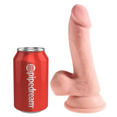 Масивно дилдо King Cock Plus 6.5" Triple Density с тестиси – вендуза, 20,3 см, светъл тен