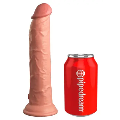 Масивно силиконово дилдо King Cock Elite 9" Dual Density – вендуза, твърдо ядро, 24,8 см, светъл тен