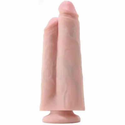 Реалистично дилдо King Cock Two Cocks One Hole, 25 см, телесно, с вендуза