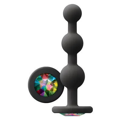 Анален разширител Glams Ripple Rainbow Gem Черен, със скъпоценен камък, 11.4 см.