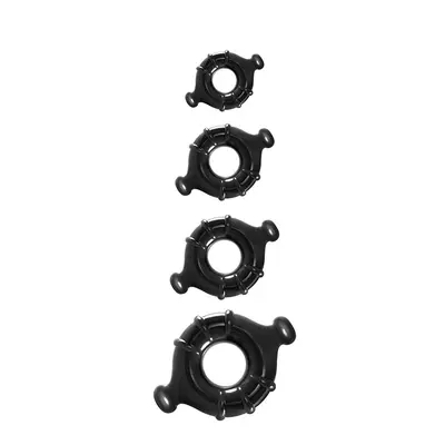 Комплект от 4 еластични пенис ринга Renegade Vitality Rings, Черни