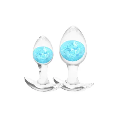 Комплект силиконови анални разширители със стъклени сфери Cosmic Glams, 2 броя, Син