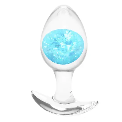 Силиконов анален разширител със стъклена сфера Cosmic Glams Medium, 9,5 см, Син