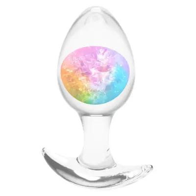 Силиконов анален разширител със стъклена сфера Cosmic Glams, M, Многоцветен, 9,5 см