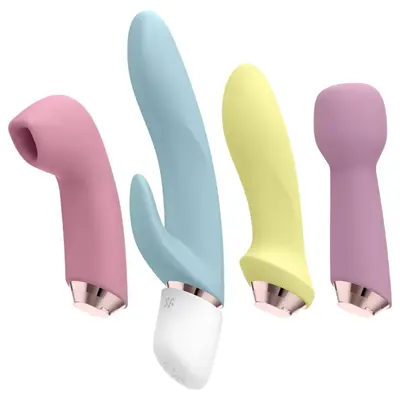 Луксозен комплект мултифункционални вибратори 4-в-1 Satisfyer Marvelous Four, Пастелни нюанси