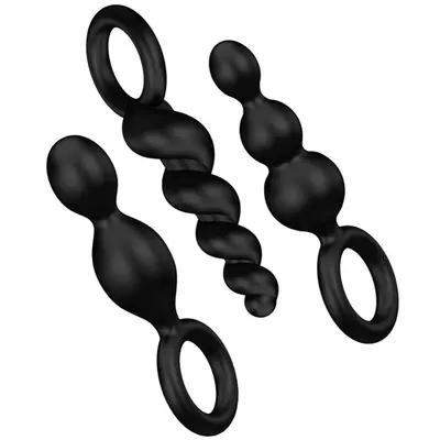 Комплект силиконови анални разширители Satisfyer Anal Plugs Set, 3 броя, Черен