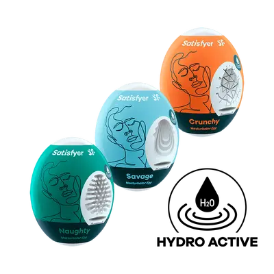 Комплект мастурбатори яйца Satisfyer Naughty, Savage & Crunchy, 3 броя