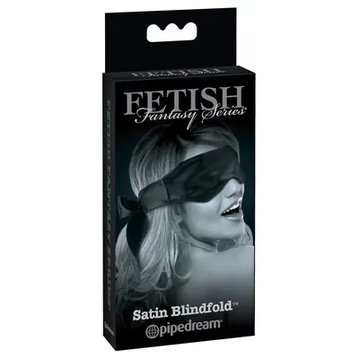 BDSM сатенена превръзка за очи Satin Blindfold Fetish Fantasy Series, мека материя, черна