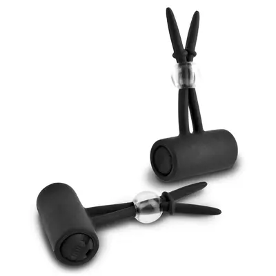 BDSM вибриращи ласо щипки за зърна Nipple Lassos Fetish Fantasy Series, силикон, черен