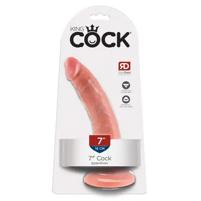 Дилдо King Cock 7" – вендуза, изваяна форма, 20.5 см., светъл телесен цвят