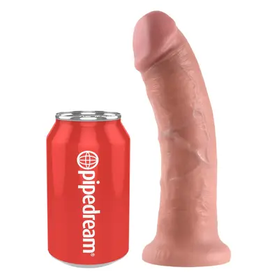 Дилдо King Cock 8" – извита форма, вендуза, 21.5 см., светъл телесен цвят