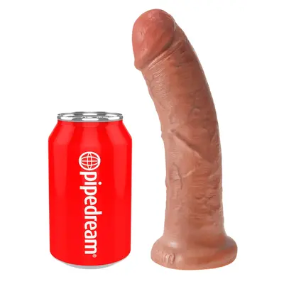 Дилдо King Cock 8" – извита форма, вендуза, 21.5 см., тъмен телесен цвят