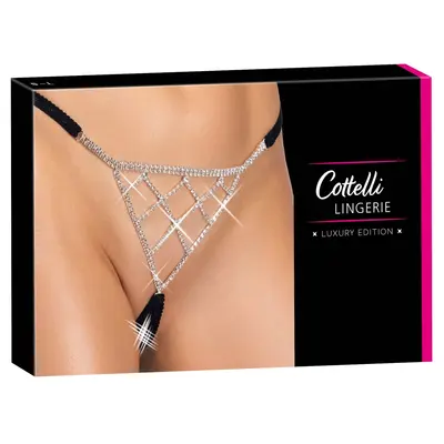 Луксозни прашки с кристални триъгълници и отворено дъно, Cottelli LINGERIE