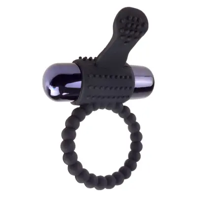 Вибриращ пенис пръстен Super Ring C-Ringz Fantasy, силикон, черен