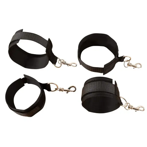 BDSM колани за легло Wraparound Mattress Restraints Fetish Fantasy Series, кадифени маншети, черен
