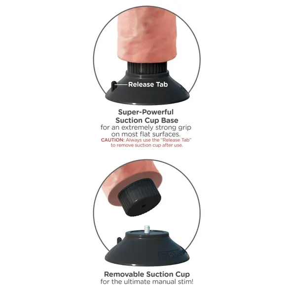 Масивно вибриращо дилдо King Cock 7" – гъвкав ствол, вендуза, 21 см, светъл тен