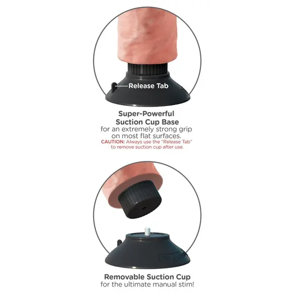 Масивно вибриращо дилдо King Cock 8" – гъвкав ствол, вендуза, 25 см, светъл тен