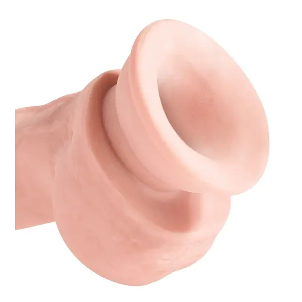 Масивно дилдо King Cock Plus 8" Triple Density с тестиси – вендуза, 24,1 см, светъл тен