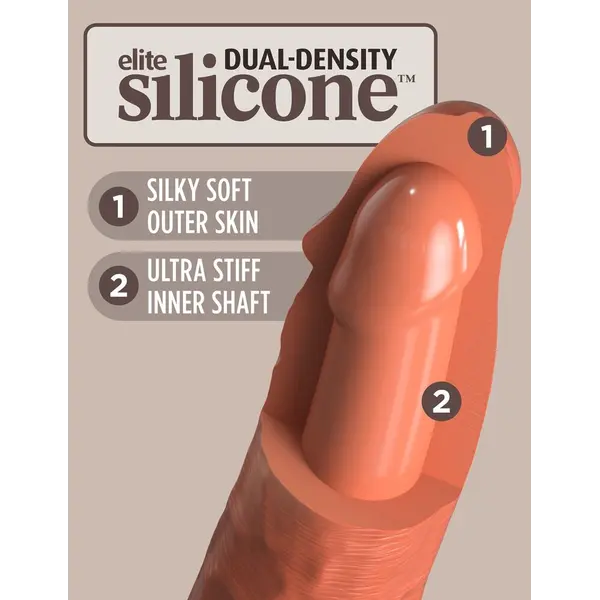 Масивно вибриращо силиконово дилдо King Cock Elite 8" – двойна плътност, вендуза, 22 см, светъл тен