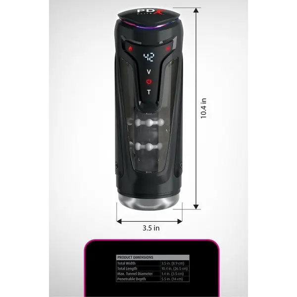 Електронен мастурбатор Moto-Bator Pro PDX Elite – тласкащо движение, вибрации, затопляне, 26,5 см