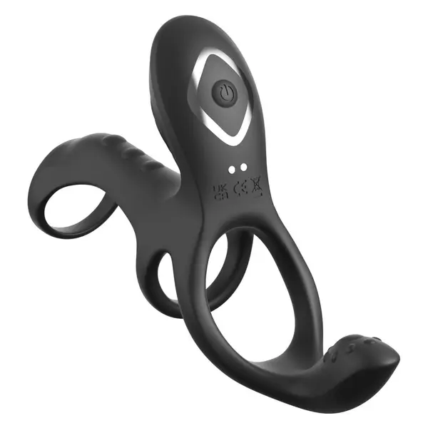 Вибриращ пенис ръкав Ultimate Couples Cage Max Fantasy C-Ringz, 7 режима, силикон, черен