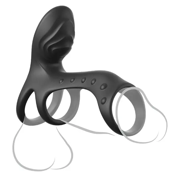 Пенис ръкав с вибрация Ultimate Couples Cage Pro Fantasy C-Ringz, 7 режима, силикон, черен