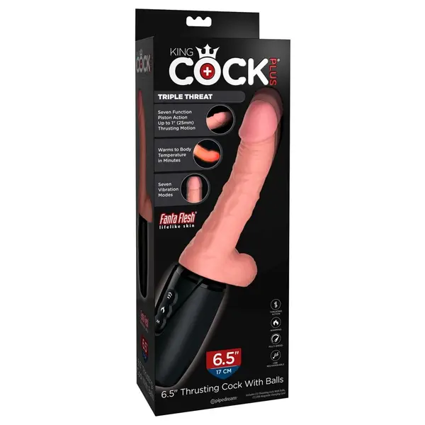 Тласкащ вибратор King Cock Plus Thruster – вибрации, затопляне, 27,1 см, светъл тен