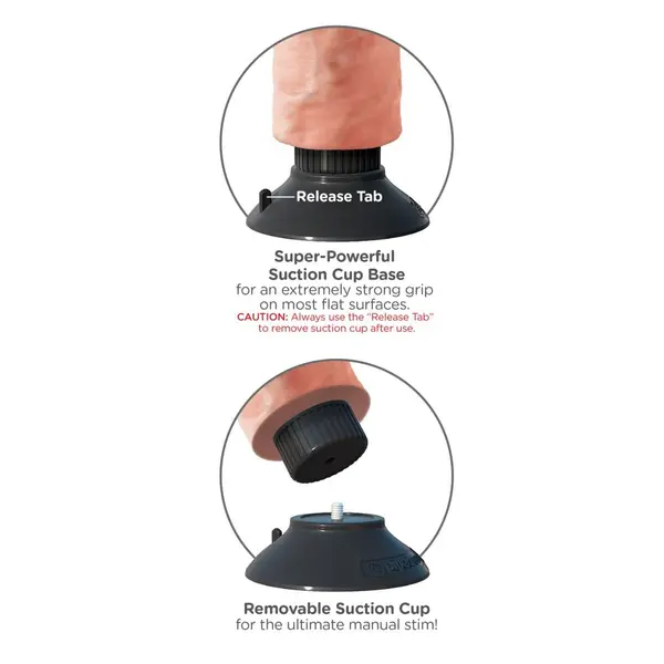 Масивно вибриращо дилдо с топки King Cock 10" – гъвкав ствол, вендуза, 29 см, светъл тен