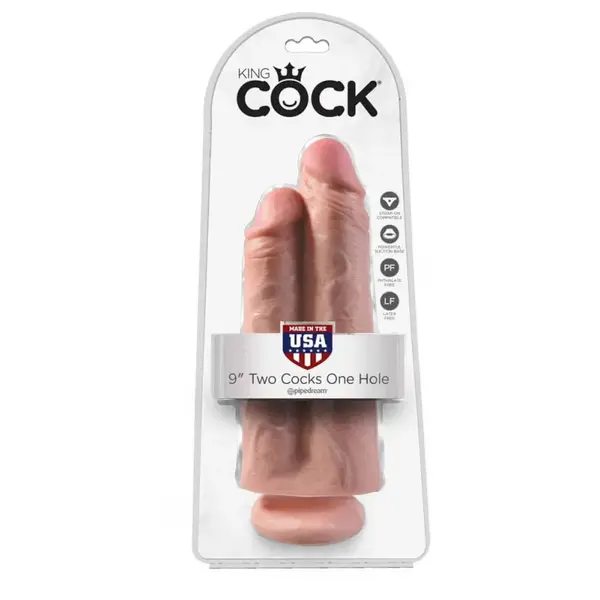 Реалистично дилдо King Cock Two Cocks One Hole, 25 см, телесно, с вендуза