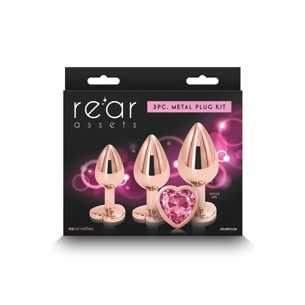 Комплект анални разширители Rear Assets Heart Розово злато, 3 части