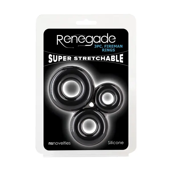 Комплект пенис рингове Renegade Fireman Rings Черни, 3 броя