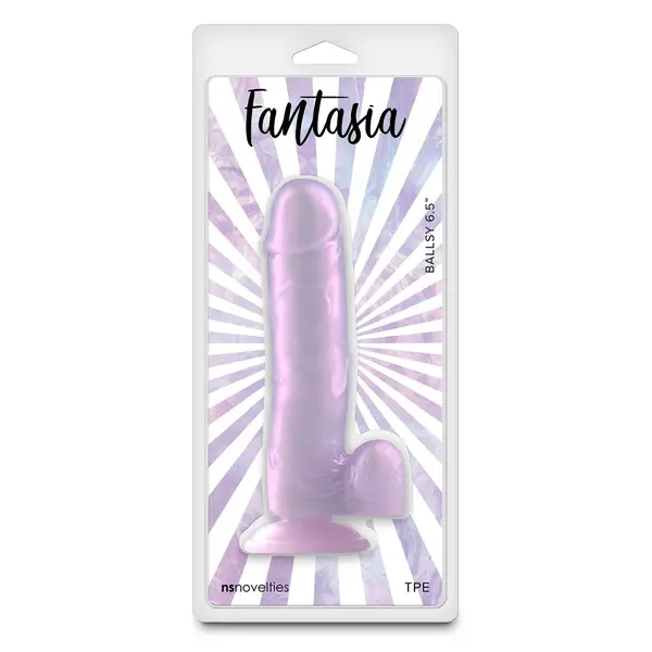 Реалистично дилдо с тестиси Fantasia Ballsy, Лилав, 18.2 см