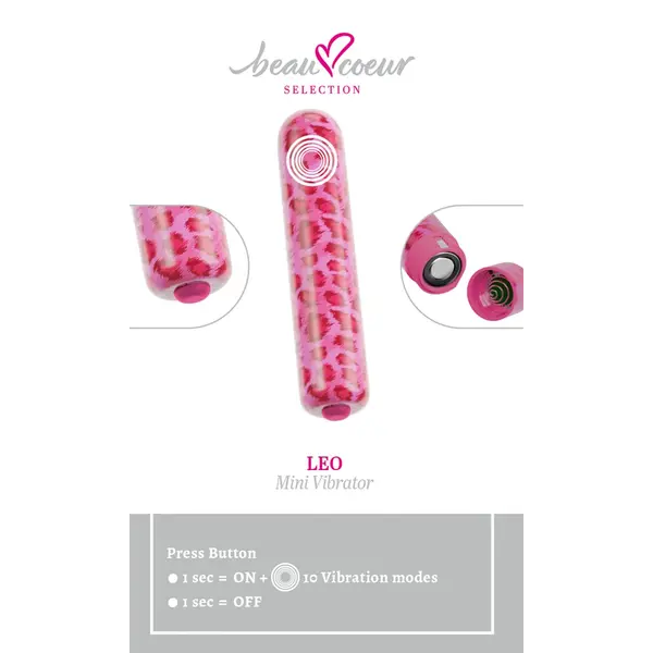 Мини вибратор LEO, 10 режима, леопардов дизайн, компактен и дискретен