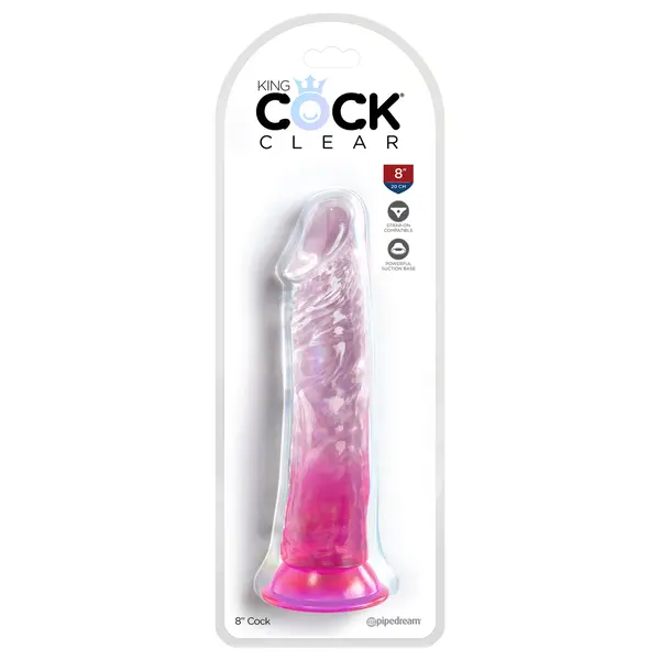 Реалистично дилдо King Cock Clear 8", розов, 22 см