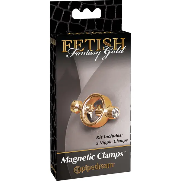 Магнитни щипки за зърна Fetish Fantasy Gold, позлатени, с камъни