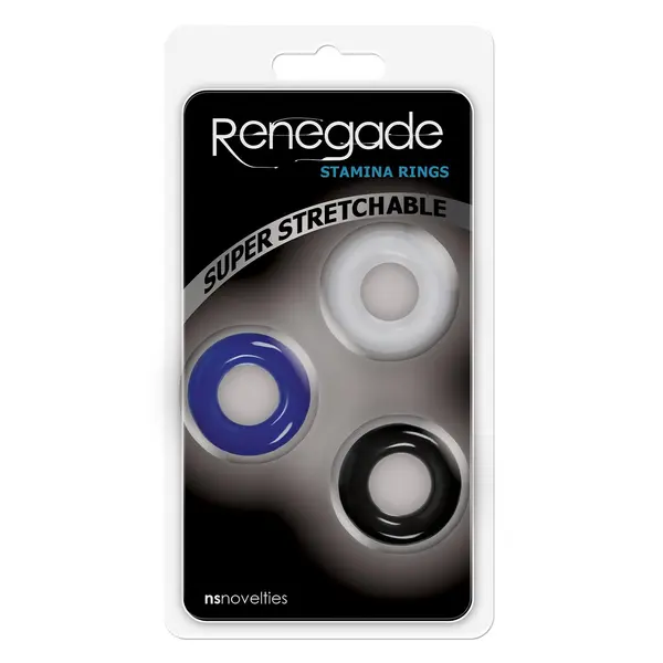 Комплект от 3 пенис ринга Renegade Stamina Rings, Многоцветни