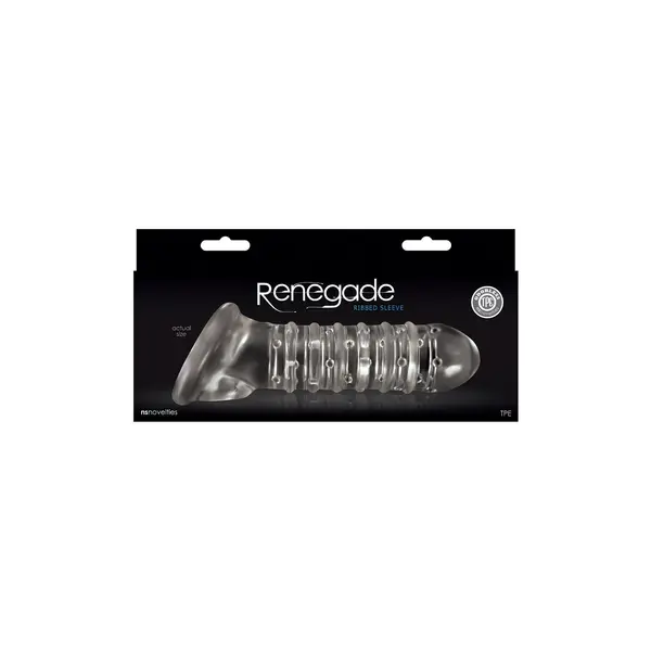 Удължаващ ръкав за пенис Renegade Ribbed Sleeve, 17,9 см, Прозрачен