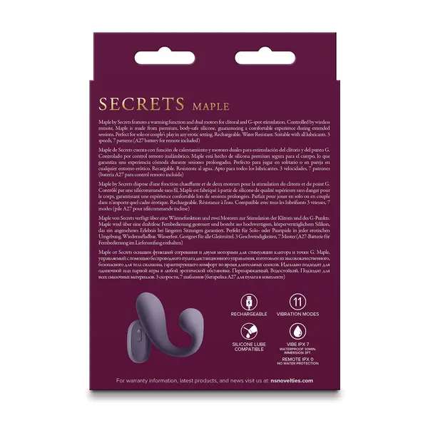 Вибратор за G-точка и клитор с подгряване Secrets Maple, Лилав