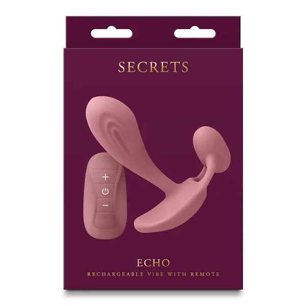Вибратор с дистанционно Secrets Echo, 10 режима, 10,9 см, Розов