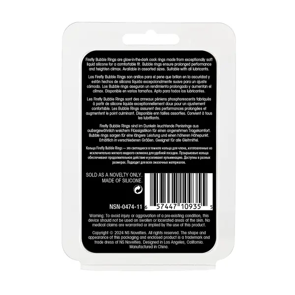 Фосфоресциращ пенис ринг Firefly Bubble Ring, Размер S, Бял